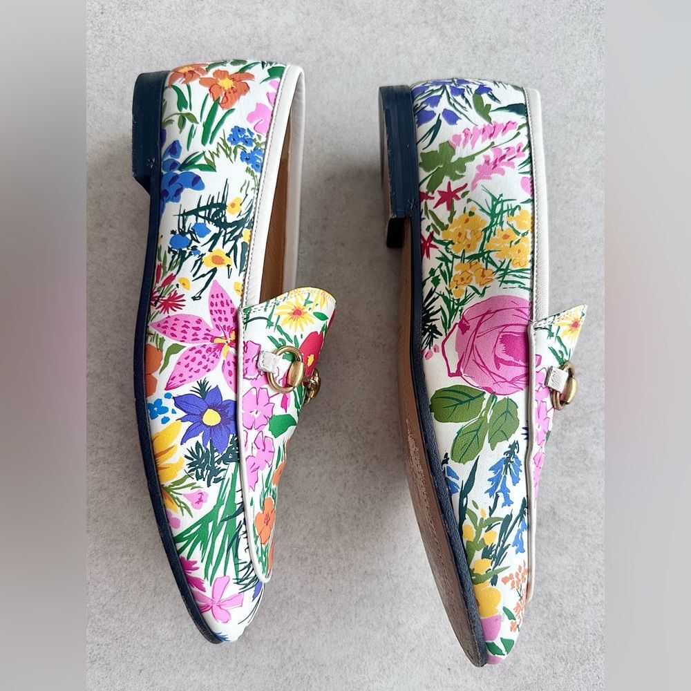 Gucci Ken Scott Jordaan Horsebit Leather Floral Print Loafer Flats EU 36.5 US6.5 - Picture 3 of 10